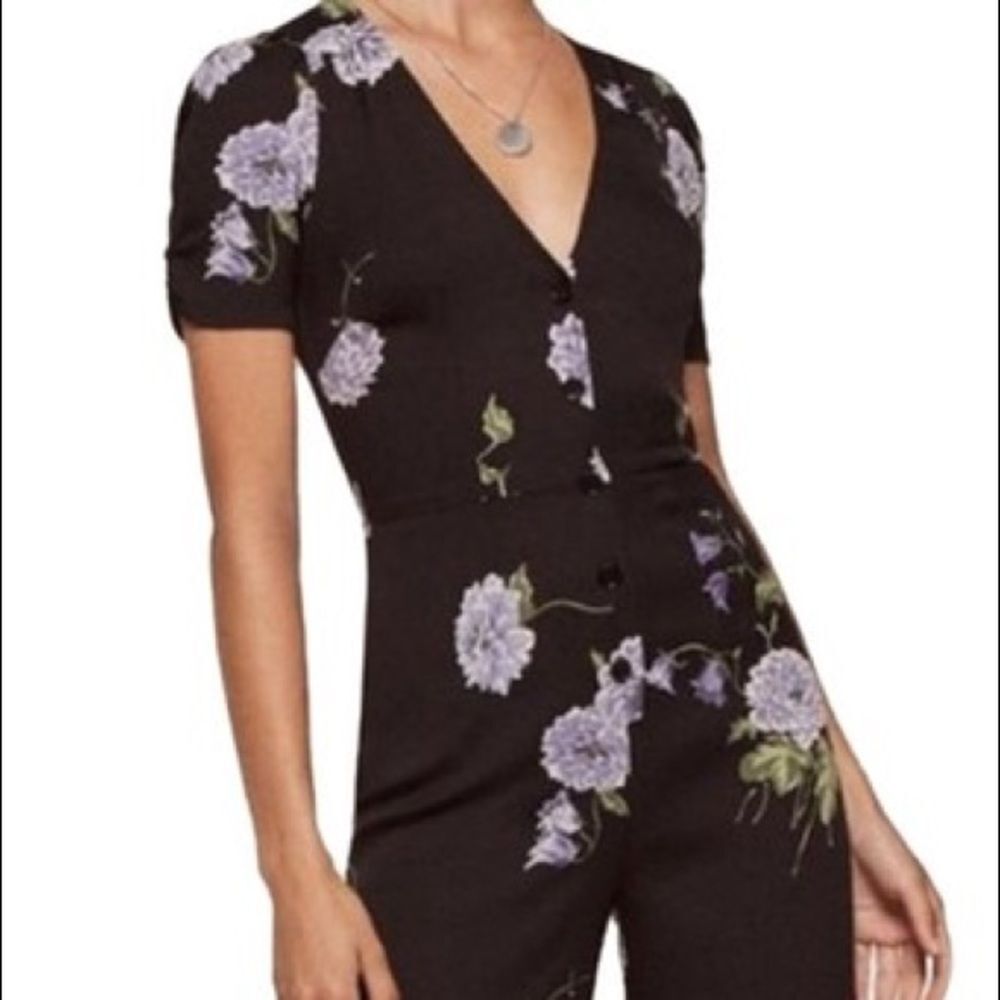 NWOT Reformation lilac floral print black pant wedding reception jumpsuit romper - Picture 10 of 10